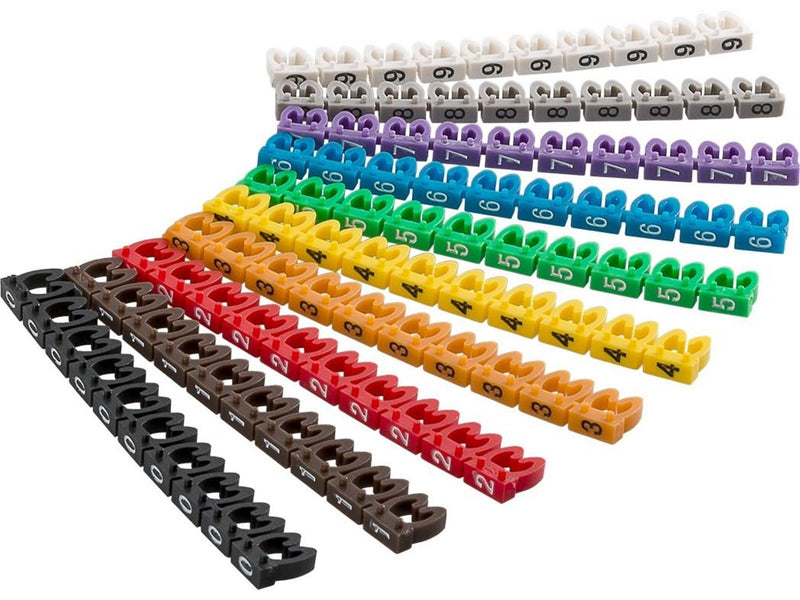 Pro Cable marker clips ‘Digits 0–9’ for cable diameterup to 4 mm