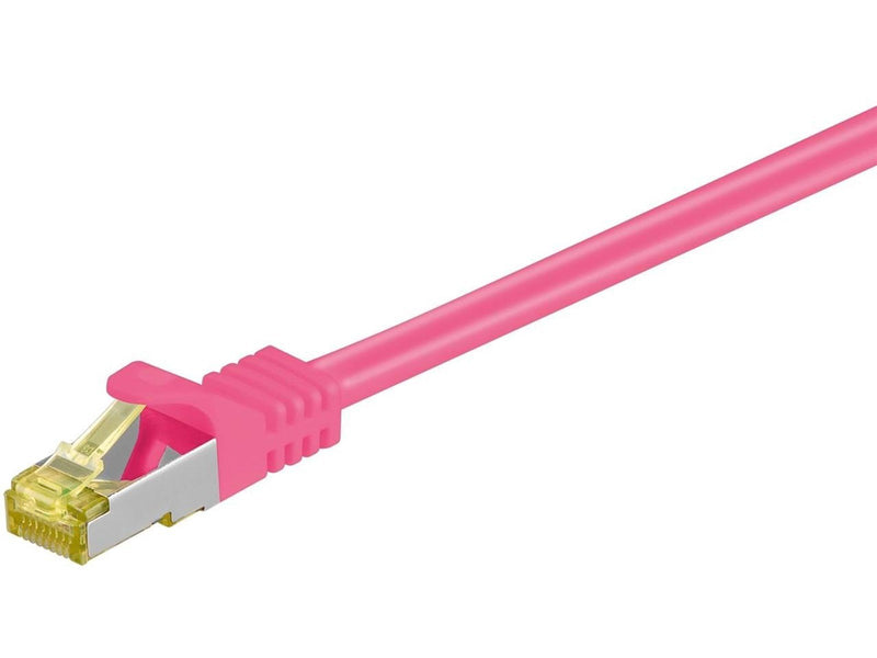 Pro RJ45 patch cord CAT 6A S/FTP (PiMF) 500 MHz with CAT 7 raw cable magenta - Rosa - 0.5 meter