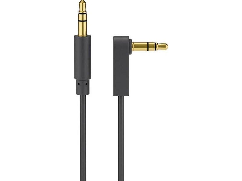 Pro AUX audio connector cable 3.5 mm stereo 3-pin slim CU angled 1m