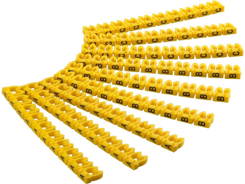 Pro Cable marker clips ‘Letters A–C’ for cable diameters up to 4 mm