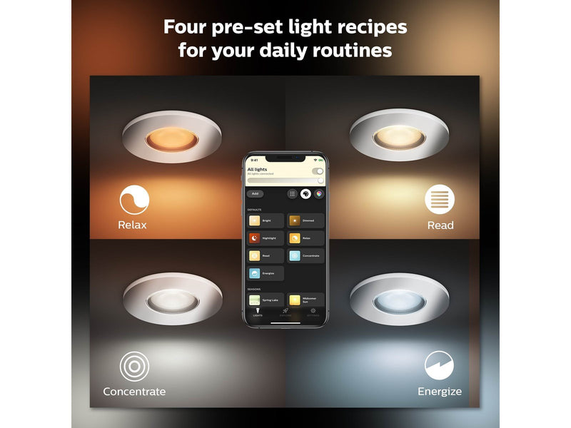 Philips Hue Adore Bathroom Recessed Downlight - with Hue Dimmer switch