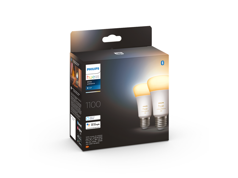 Philips Hue White Ambiance A60 E27 1100 Lumen - 2-Pack