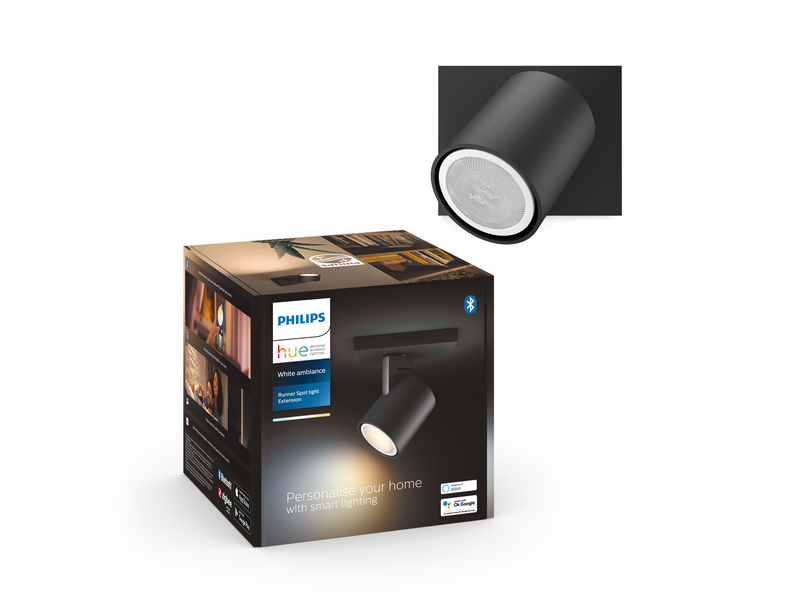 Philips Hue Runner Single Spotlight - Black - No Dimmer Switch