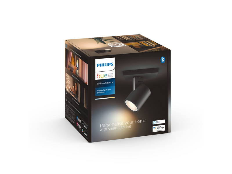 Philips Hue Runner Single Spotlight - Black - No Dimmer Switch