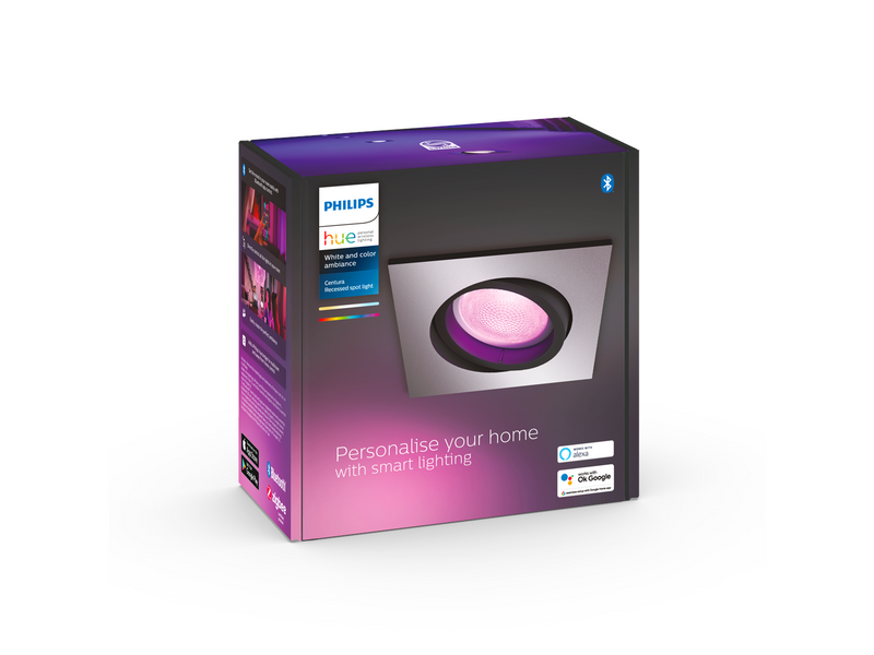 Philips Hue Centura Recessed Spotlight Square - Aluminium