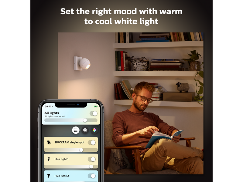 Philips Hue Buckram Single Spotlight - White