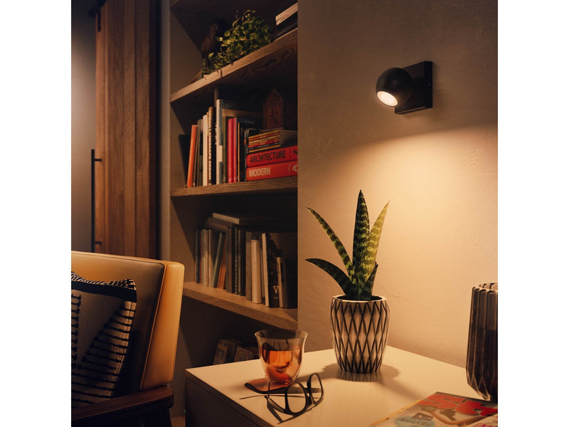 Philips Hue Buckram Single Spotlight - Black - With Dimmer Switch