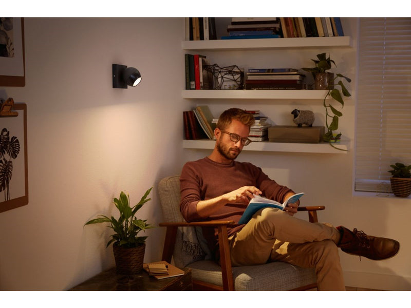 Philips Hue Buckram Single Spotlight - Black - With Dimmer Switch