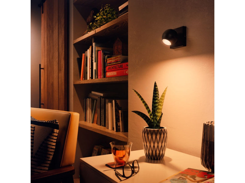Philips Hue Buckram Single Spotlight - Black - With Dimmer Switch