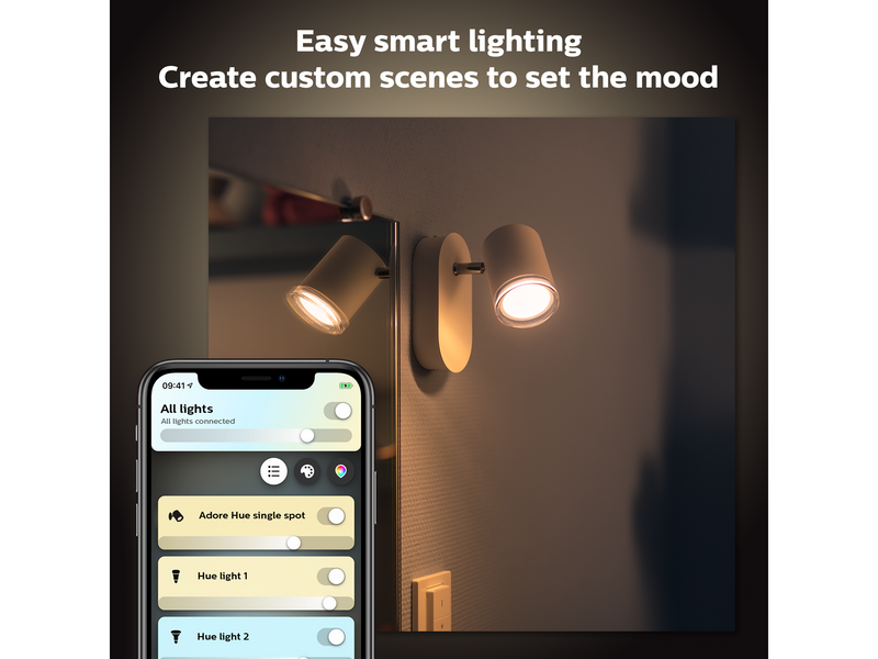 Philips Hue Adore Bathroom Single Spotlight - White