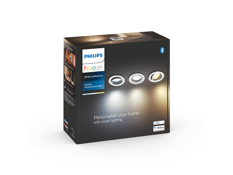 Philips Hue Milliskin Recessed Spotlight Round - White - 3-Pack