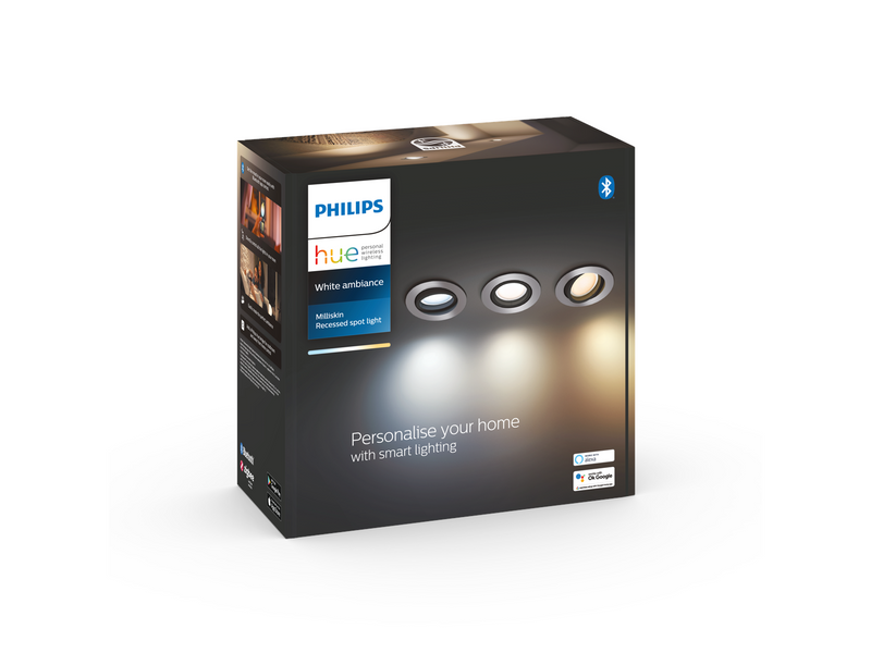 Philips Hue Milliskin Recessed Spotlight Round - Aluminium - 3-Pack