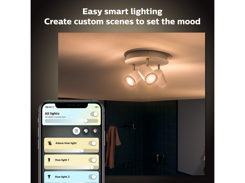 Philips Hue Adore Bathroom Ceiling Tripple Spotlight - White