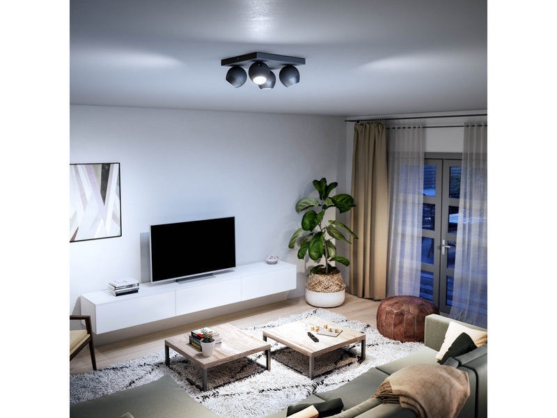 Philips Hue Buckram Quadruple Spotlight - Black - With Dimmer Switch