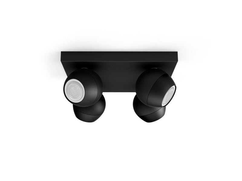Philips Hue Buckram Quadruple Spotlight - Black - With Dimmer Switch