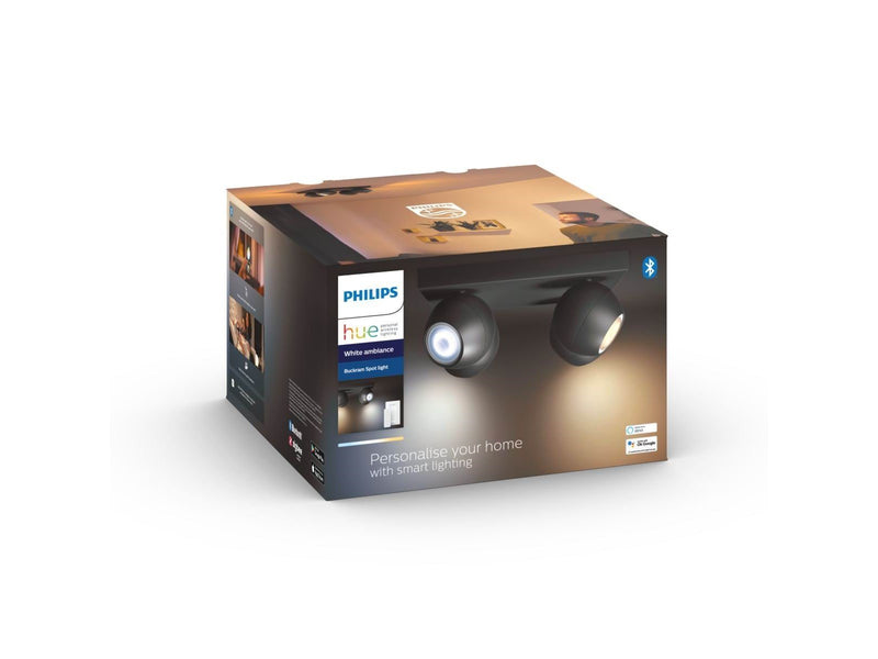 Philips Hue Buckram Quadruple Spotlight - Black - With Dimmer Switch