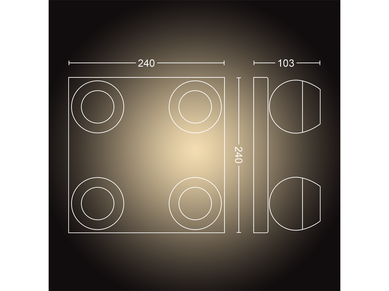 Philips Hue Buckram Quadruple Spotlight - Black - With Dimmer Switch