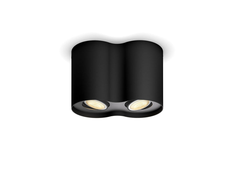 Philips Hue Pillar Double Spotlight - Black - With Dimmer Switch