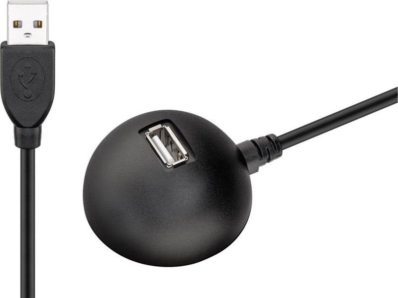 Pro USB 2.0 Hi-Speed extension cable with desktop foot black