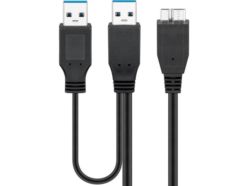 Pro USB 3.0 dual power SuperSpeed cable Black