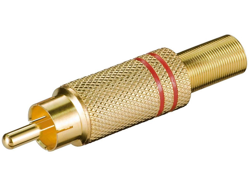 Pro RCA plug red - gold-plated with cable protector