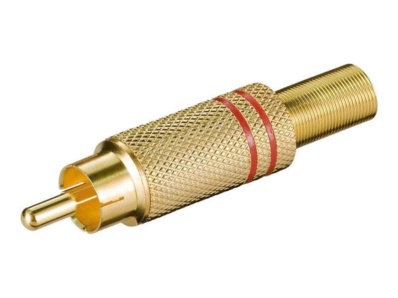 Pro RCA plug red - gold-plated with cable protector