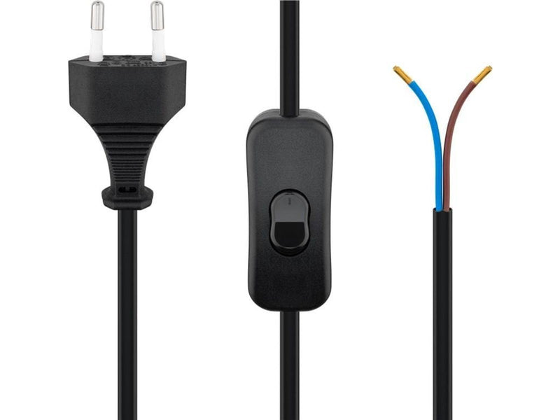 Pro Euro cord for assembly with switch 1.5 m black