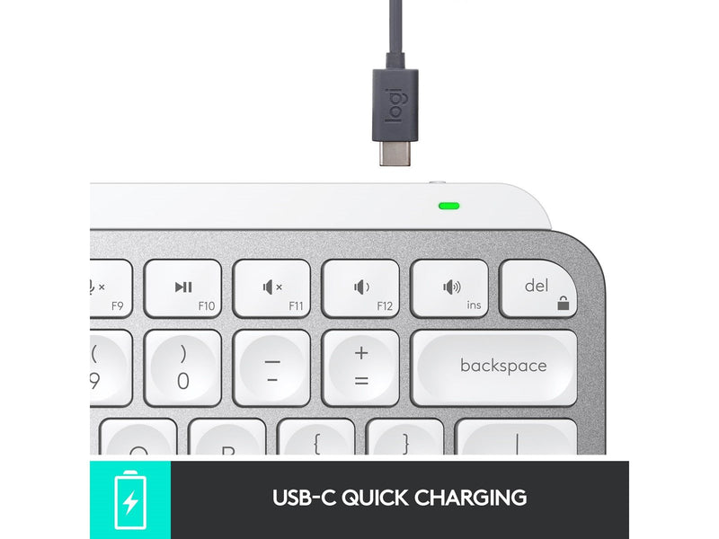 Logitech MX Keys Mini Minimalist Wireless Illuminated Keyboard - Pale Grey - US - Tastaturen - Englisch - US - Grau