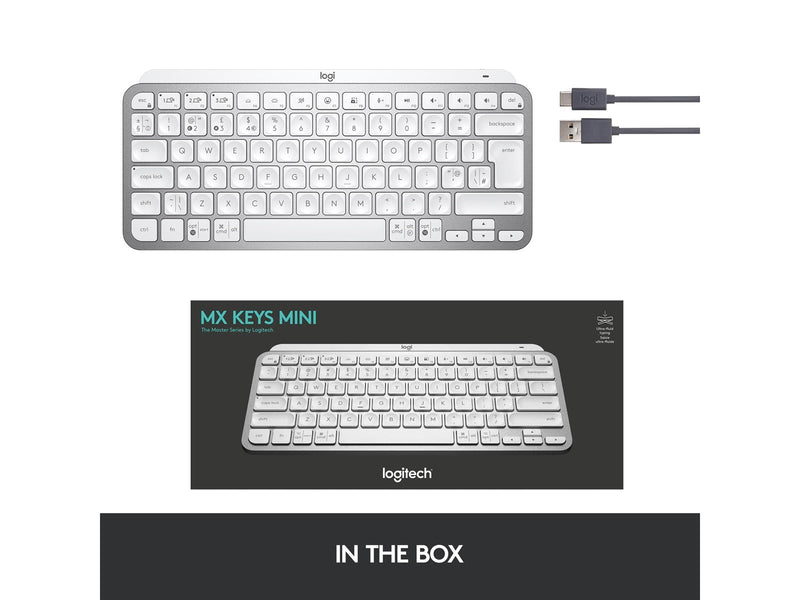 Logitech MX Keys Mini Minimalist Wireless Illuminated Keyboard - Pale Grey - US - Tastaturen - Englisch - US - Grau