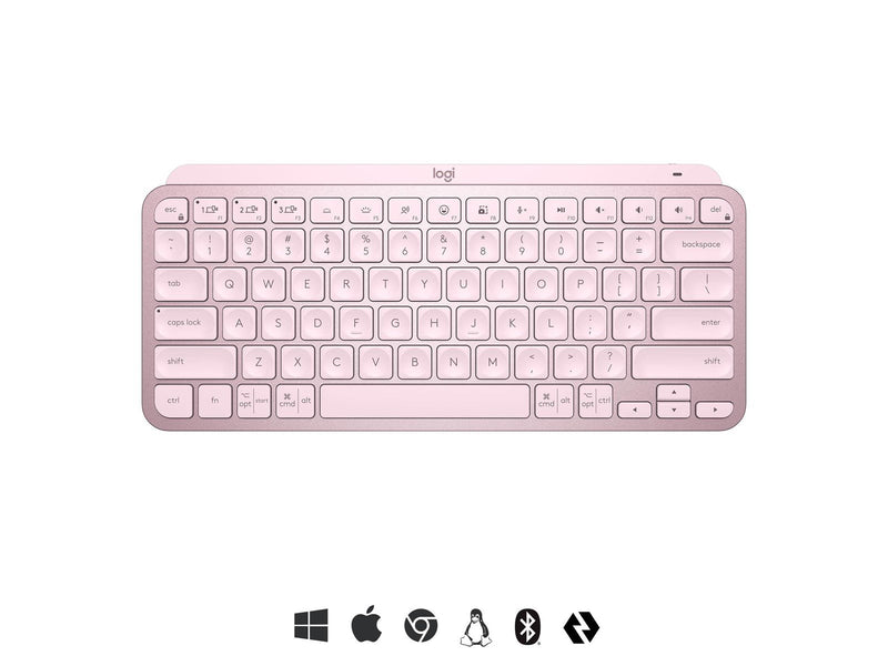 Logitech MX Keys Mini Minimalist Wireless Illuminated Keyboard - Rose - US - Tastaturen - Englisch - US - Pink