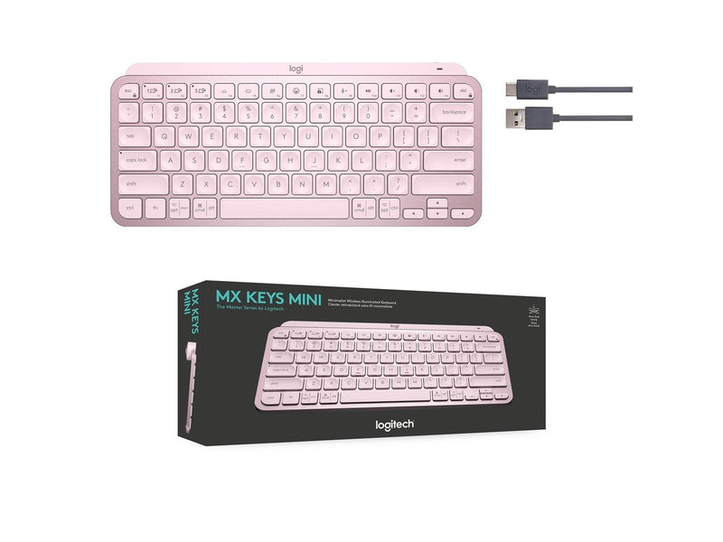 Logitech MX Keys Mini Minimalist Wireless Illuminated Keyboard - Rose - US - Tastaturen - Englisch - US - Pink