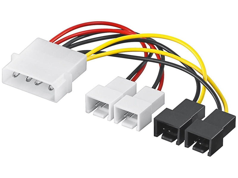 Pro Power cable/adapter for PC fans 5.25 inch male to fan 2x 12 V/2x 5 V
