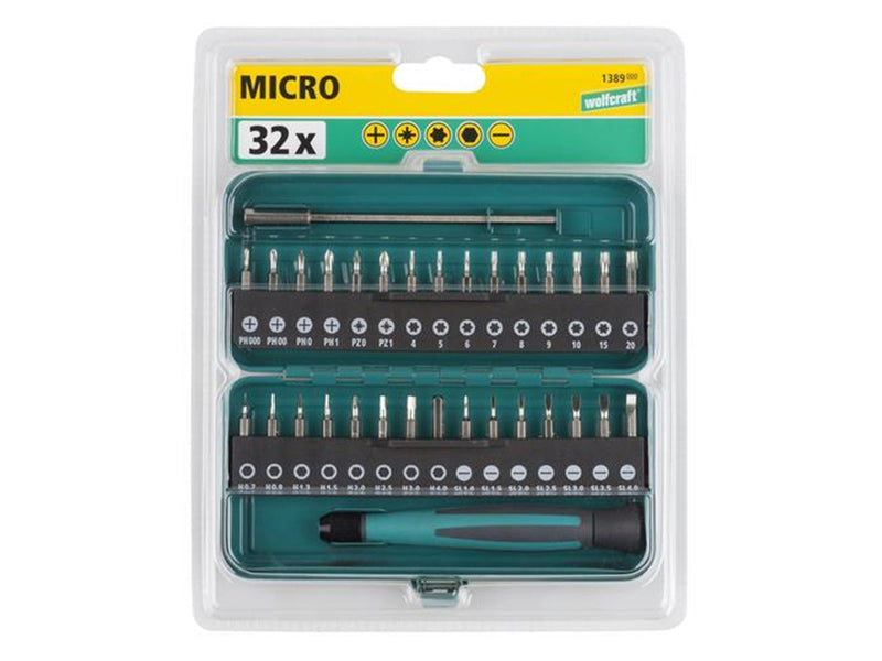 wolfcraft Micro Bit Box for Small Screws 32 Pcs.