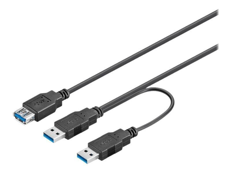 Pro USB 3.0 dual power SuperSpeed cable Black