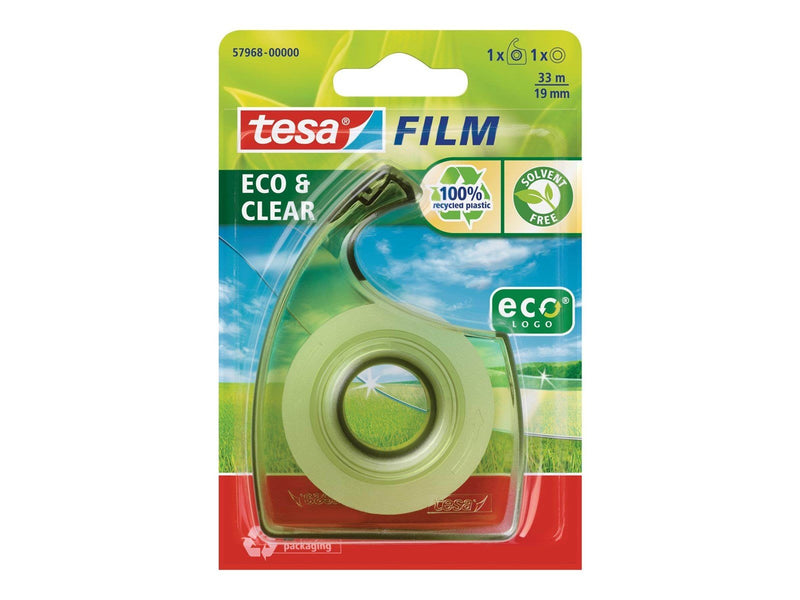 tesa film eco & clear tape 33m x 19mm Transparent + dispenser