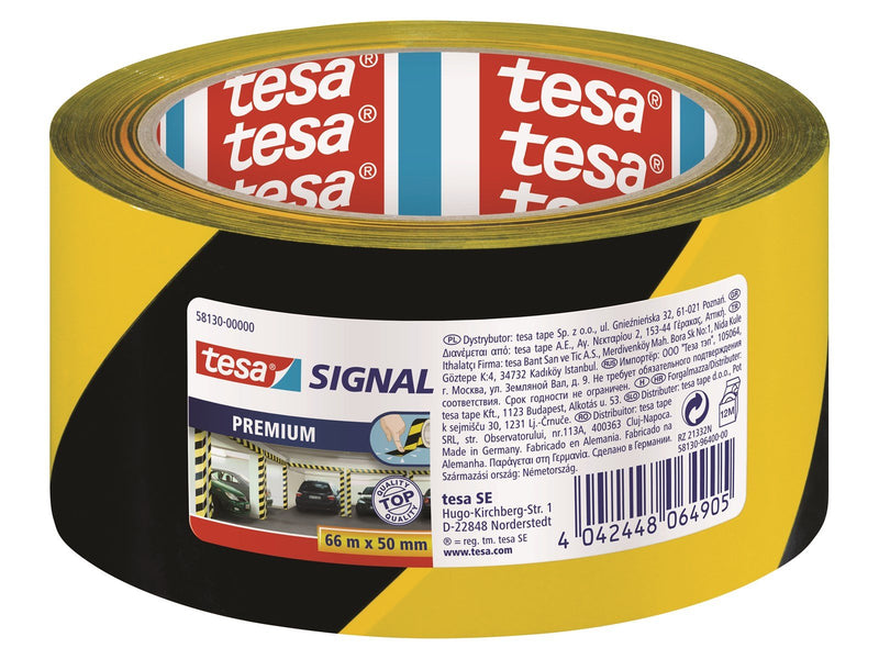 tesa Signal Premium Warning Marking Tape 66m x 50mm Yellow-Black