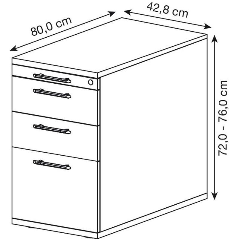 HAMMERBACHER Gradeo Standcontainer weiß 4 Auszüge