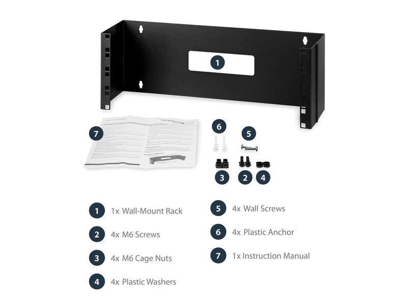 StarTech.com 4U 19in Hinged Wall Montage Bracket für Patch Panels - Beschlag für Montage an Wand