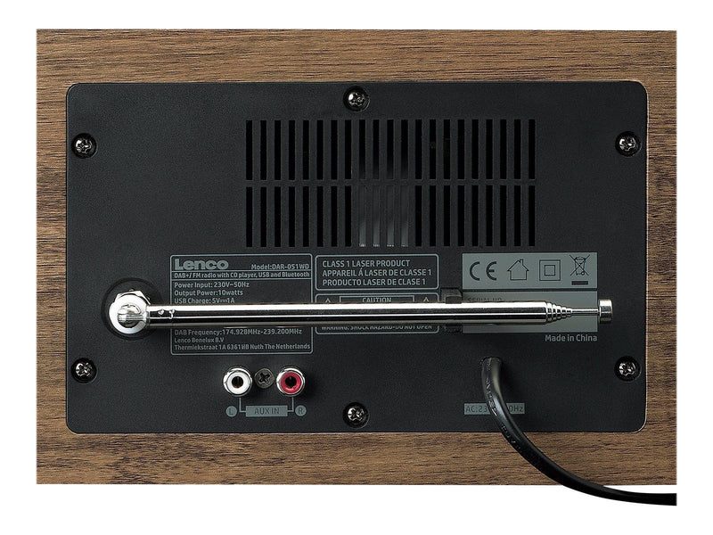 Lenco DAR-051WD - Stereo DAB+/ FM radio CD 2 USB Bluetooth® QI and remote control