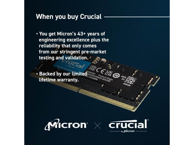 Crucial Classic SODIMM DDR5-4800 - 32GB - CL40 - Single Channel (1 pcs) - Schwarz