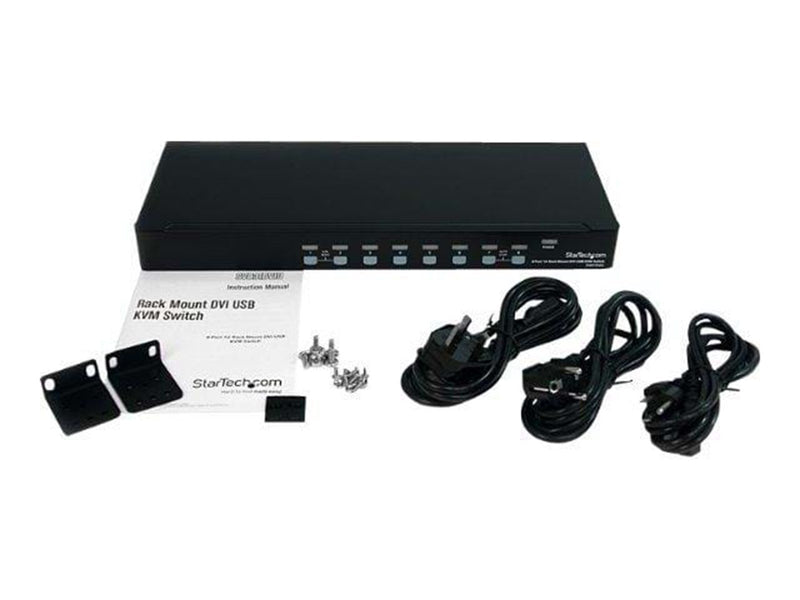StarTech.com 8 Port 1U Rack Befestigungskit DVI USB KVM Switch - KVM Switch - 8 Anschlüsse
