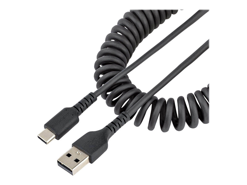 StarTech.com 1m USB A to C Charging Cable Coiled Heavy Duty Fast Charge & Sync High Quality USB 2.0 A to USB Type-C Cable Rugged