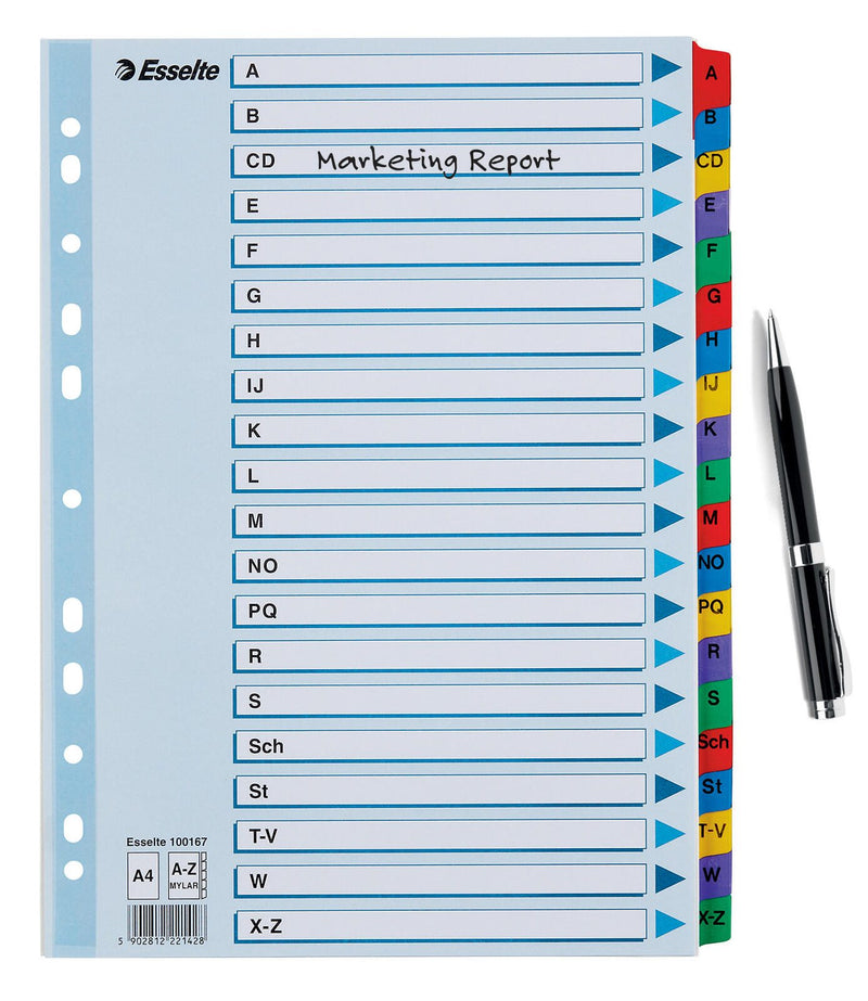Esselte Ordnerregister Vollformat A-Z farbig - 20-teilig
