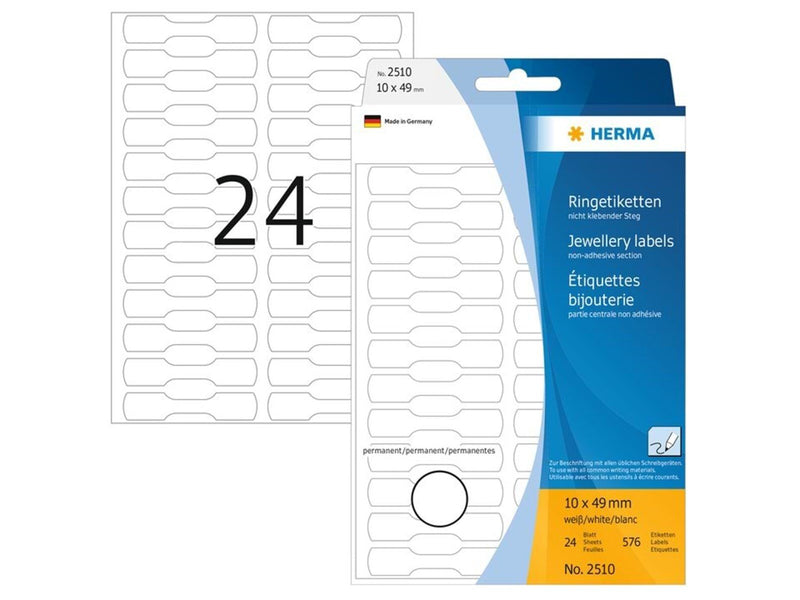 HERMA Ringetiketten 10 x 49 mm, weiß, permanent haftend, Halbkarton matt Handbeschriftung