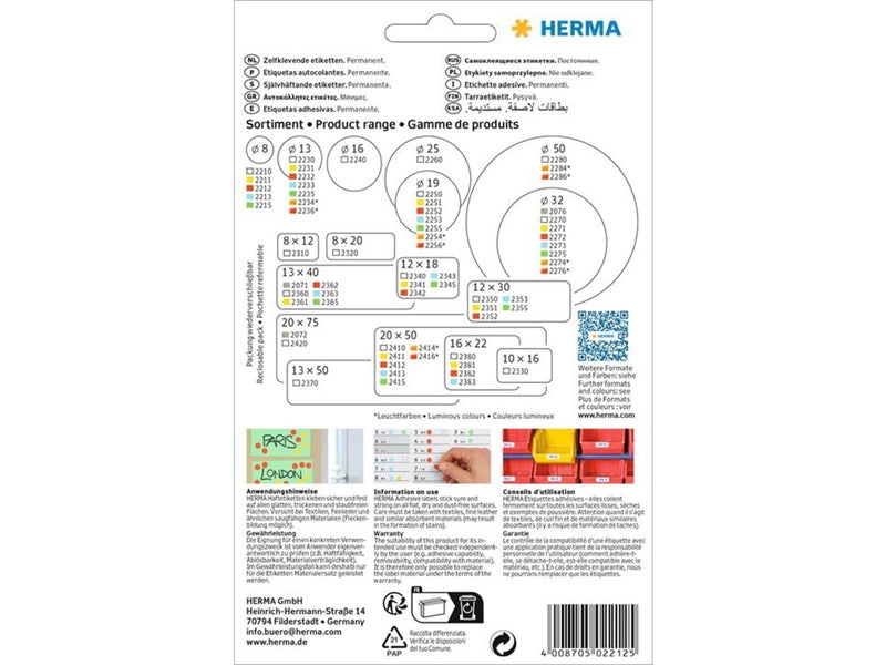 HERMA Vielzwecketiketten/Farbpunkte Ø 8 mm, rund, rot, permanent haftend, zur Handbeschriftung