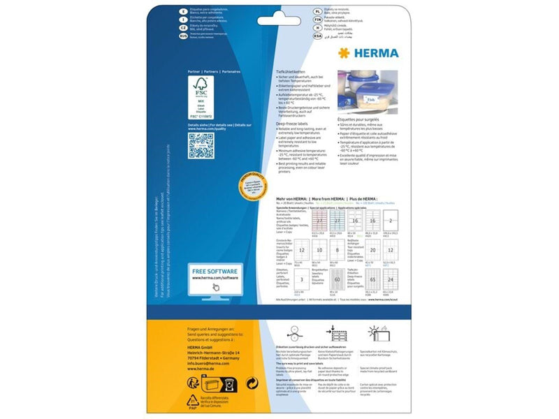 HERMA Tiefkühletiketten A4, 66 x 33,8 mm, weiß, tiefkühlfest, permanent haftend