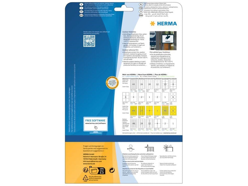 HERMA Wetterfeste Outdoor-Folienetiketten A4, 210 x 148 mm, weiß, extrem stark haftend, dehnfähig