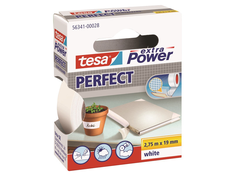 tesa Cloth Tape extra Power Perfect 2.75m x 19mm White