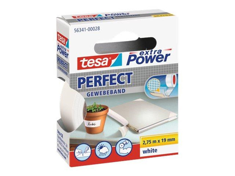tesa Cloth Tape extra Power Perfect 2.75m x 19mm White