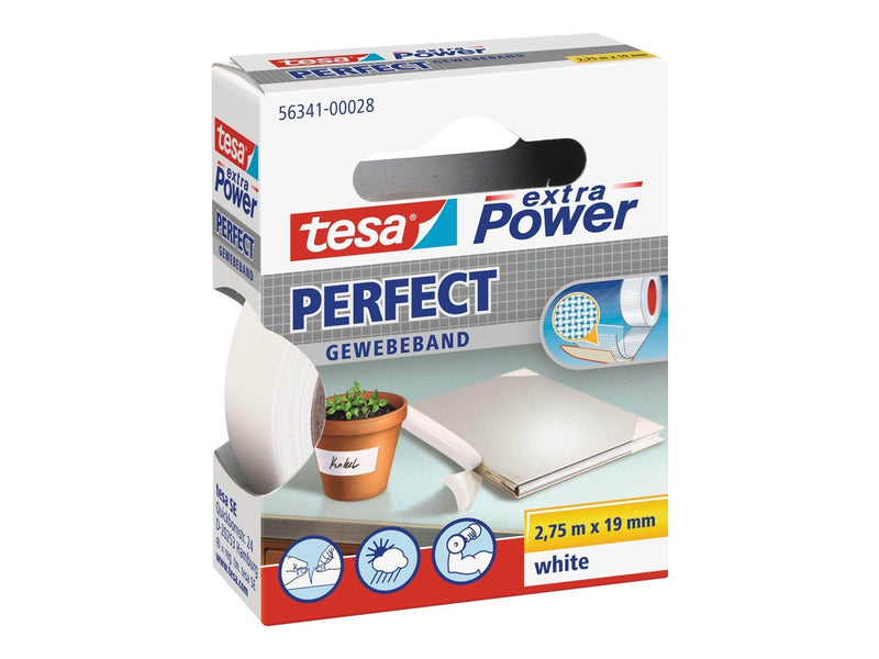 tesa Cloth Tape extra Power Perfect 2.75m x 19mm White